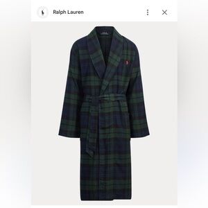 Polo Ralph Lauren robe green and blue long sleeve Black Watch Flannel Robe